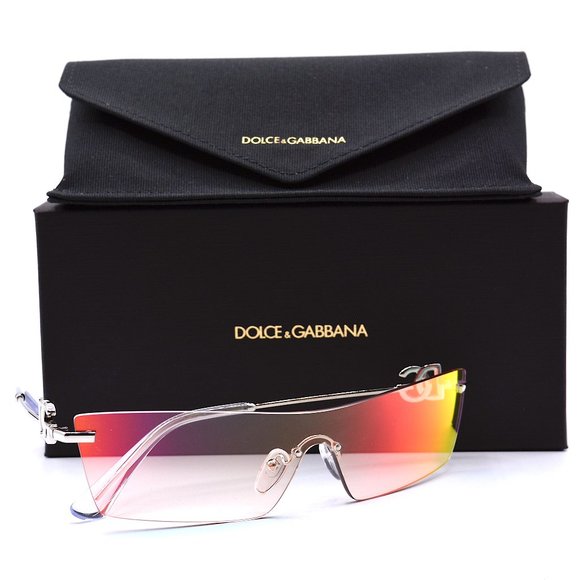 NEW DOLCE & GABBANA DG2292 IRIDESCENT RIMLESS SHIELD AUTHENTIC SUNGLASSES - Picture 9 of 15